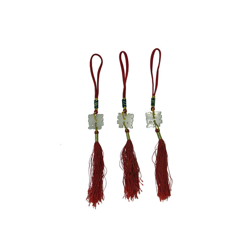 Set 3 Chinese Jade Stone Carved Accent Charm Tassel Display Art ws4204S