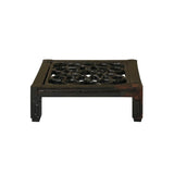 4.5" Dark Brown Floral Open Pattern Square Wood Stand Riser ws4234S