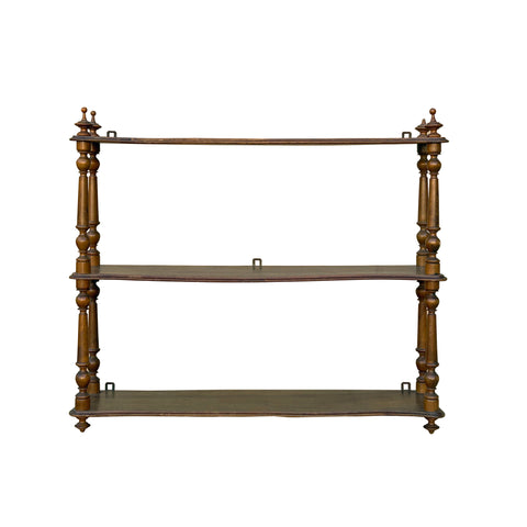 Vintage Continental Wall Display Shelf with Carved Finial Details ws4249S