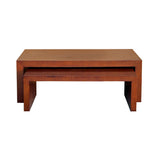 Set of 2 Simple Plank Wood Brown Rectangular Coffee Table Stand ws4251S