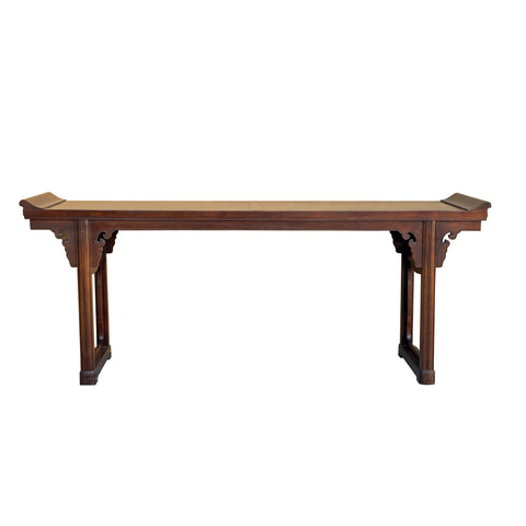 Vintage Oriental Natural Brown Ru Yi Point Edge Altar Console Table ws4253S