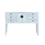 Distressed Off White Tall Moon Face 6 Drawers Slim Foyer Side Table ws4254S