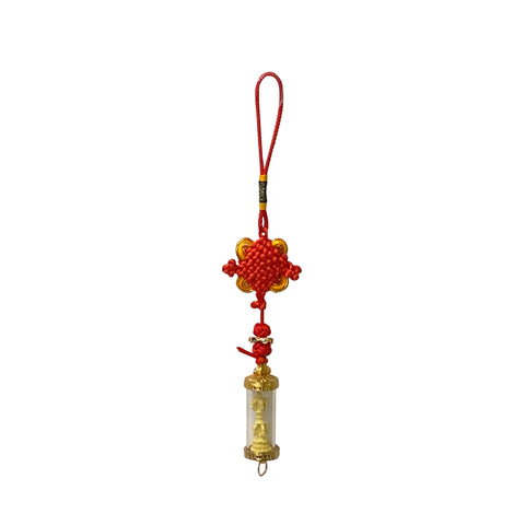 Oriental Chinese Vajra Dorge Shape Pendant Infinite Knot Tassel Display ws4266S