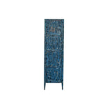 Rustic Oriental Distressed Blue Tall Slim 4 Doors Storage Cabinet ws4316S