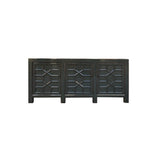 Distressed Gray Lacquer Cross Lattice Pattern Doors Sideboard Console Cabinet ws4318S