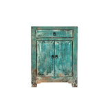 Distressed Turquoise Aqua Blue Small Cabinet End Table Nightstand ws4326S