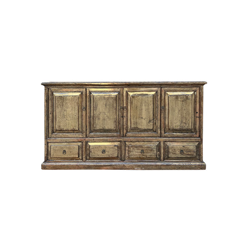 Distressed Gloss Light Olive Green 4 Doors Drawers Credenza Sideboard Console Cabinet ws4327S