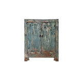 Distressed Ink Light Blue Mix Color 2 Doors End Table Nightstand Cabinet ws4360S