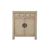 Distressed Gray Color 2 Drawers Doors End Table Nightstand Cabinet ws4368S