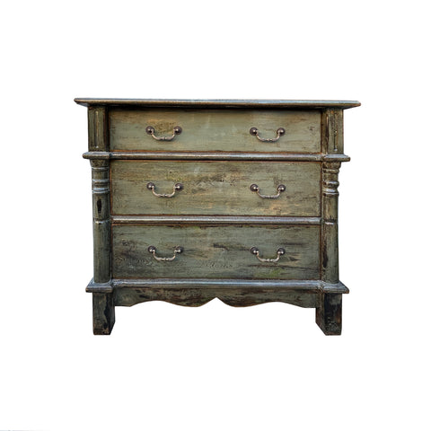 Distressed Gray Brownish Marks 3 Drawers Credenza Storage Cabinet ws4370S