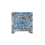 Distressed Ink Light Blue Mix Color Small End Table Nightstand Cabinet ws4375S