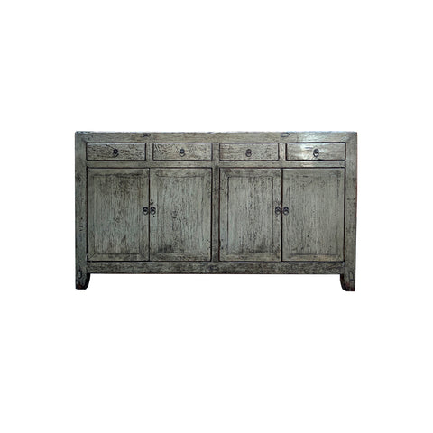 Chinese Oriental Distressed Gray Credenza Sideboard Buffet Table Cabinet ws4377S