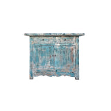 Distressed Light Bright Blue Doors Credenza Sideboard Console Table ws4380S