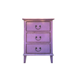 Distressed Lavender Purple 3 Drawers Flare Legs End Table Nightstand ws4383S