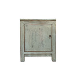 Oriental Distressed Light Gray 1 Door End Table Nightstand Chest ws4444S