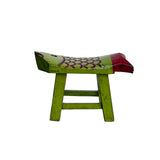 Distressed Lime Green Red Head Tail Small Fish Shape Wood Stool ws4452S