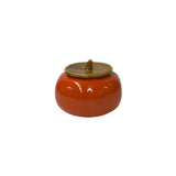 Delicate Orange Persimmon Shape Stem Lid Ceramic Display Art ws4507S