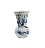 Oriental Blue White Oval Flower Shape Scenery Graphic Porcelain Vase ws4818S