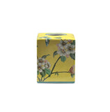 Yellow Flower Bird Graphic Square Porcelain Tissue Box Cover Container ws4819S