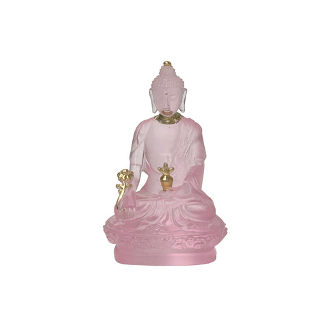 Pink Crystal Glass Bhaiṣajyaguru Medicine Guru Lapis Lazuli Light  Buddha Statue ws4827S