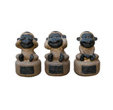 Set 3 Brown Stone Body Black Face Artistic Monkey Statues ws4828S