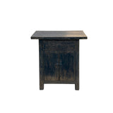 Distressed Rustic Black Rough Grain Wood Side Table Nightstand Cabinet ws4315S