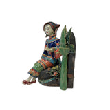 Chinese Oriental Porcelain Qing Style Dressing Banana Tree Lady Figure ws3072S