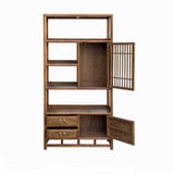 chinese-elm-wood-brown-display-bookcase-cabinet