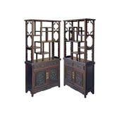 Pair Brown Oriental Two Sided Display Curio Cabinet Room Divider cs6113CS