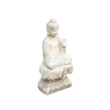 Chinese Oriental Distressed White Marble Stone Carved Sitting Buddha cs7212S