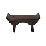 8" Chinese Brown Altar Point Edge Shape Accent Wood Display Stand st1024S