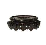 5" Dark Brown Wood Round Open Pattern Display Stand Riser st1004S