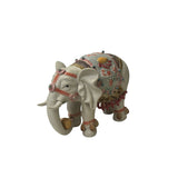 Ceramic Elephant Trunk Holding Ingot Delicate Accent Decor Figure ws3840S