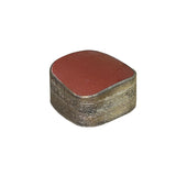 3.25" Chinese Old White Base Brick Red Porcelain Art Pewter Box ws3959S