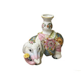 Pink Flower Graphic Porcelain Elephant Candle Holder Accent Decor Figure ws3972S