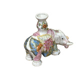 Pink Flower Graphic Porcelain Elephant Candle Holder Accent Decor Figure ws3977S