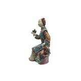 Chinese Porcelain Qing Style Dressing Birds Flower Sitting Lady Figure ws4046S