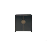 Black Lacquer Zodiac Moon Face Hardware Credenza Storage Cabinet ws4059S