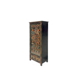 Chinese Tibetan Dragon Flower Graphic Tall Slim Wardrobe Cabinet ws4061S