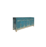 Chinese Distressed Teal Blue Sideboard Buffet Table Cabinet Credenza ws4065S