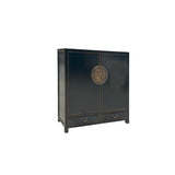 Black Lacquer Zodiac Moon Face Hardware Credenza Storage Cabinet ws4086S