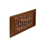 Chinese Vintage Wood Red Golden Relief Carving Wall Hanging Art Plaque ws4159S