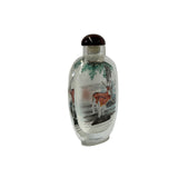 Chinese Inside Oriental Tree Deers Graphic Glass Art Bottle ws4169S