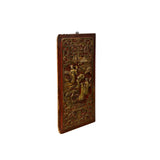 Chinese Vintage Wood Red Golden Relief Carving Wall Hanging Art Plaque ws4179S