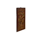 Chinese Vintage Wood Red Golden Relief Carving Wall Hanging Art Plaque ws4180S