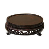 5.75" Oriental Motif Brown Wood Round Table Top Display Stand Riser ws4193S