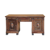 Vintage Traditional Single Plank Wood Top Carving Desk Console Table Cabinet ws4250S