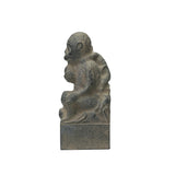 Rustic Gary Color Stone Carved Monkey Peach Accent Figure ws4224S