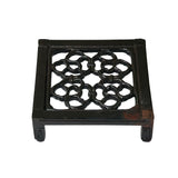 4.5" Dark Brown Floral Open Pattern Square Wood Stand Riser ws4234S