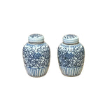 Pair Oriental Blue White Porcelain Double Happiness Character Jars ws4239S